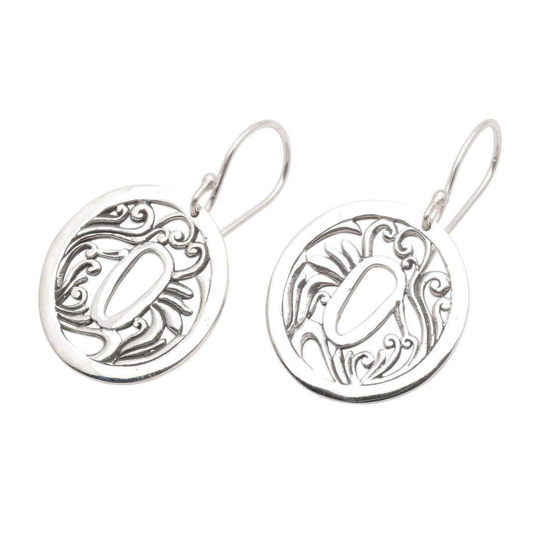 Sterling Silver Japanese Style Earrings - Tsuba Protection