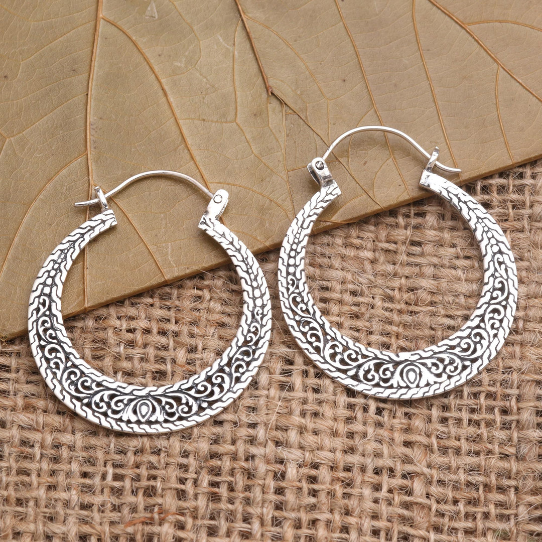Sterling Silver Hoop Earrings - Sukawati Circles