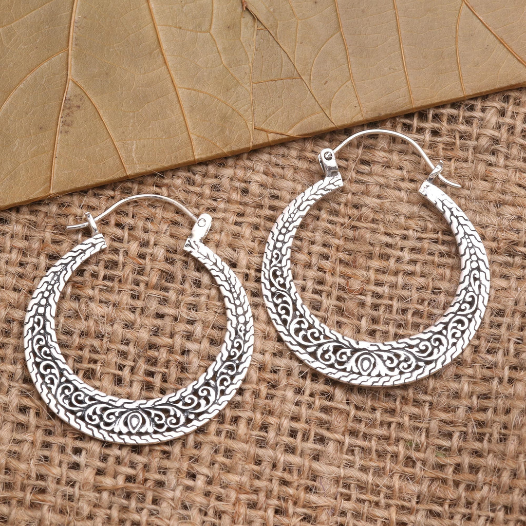 Sterling Silver Hoop Earrings - Sukawati Circles