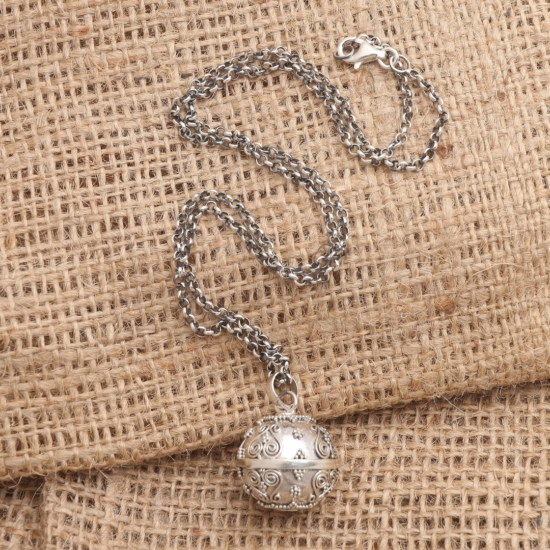 Heart Theme Amulet Sterling Silver Harmony Ball Necklace - Heart of the Angels