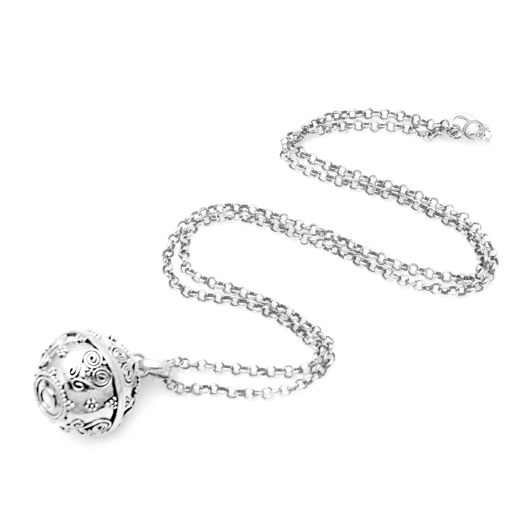 Heart Theme Amulet Sterling Silver Harmony Ball Necklace - Heart of the Angels