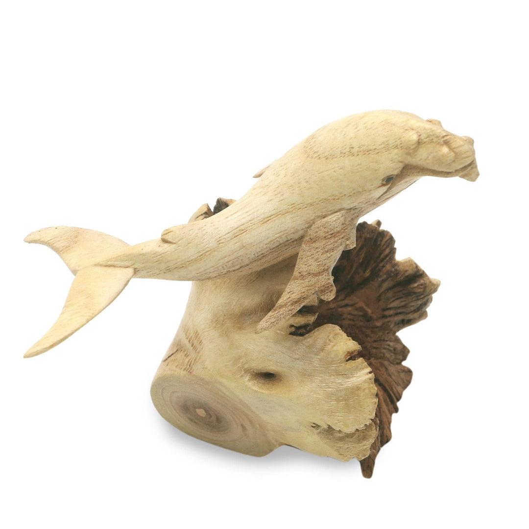 Small Grey Whale Hand Carved Wood Sculpture - Small Grey Whale