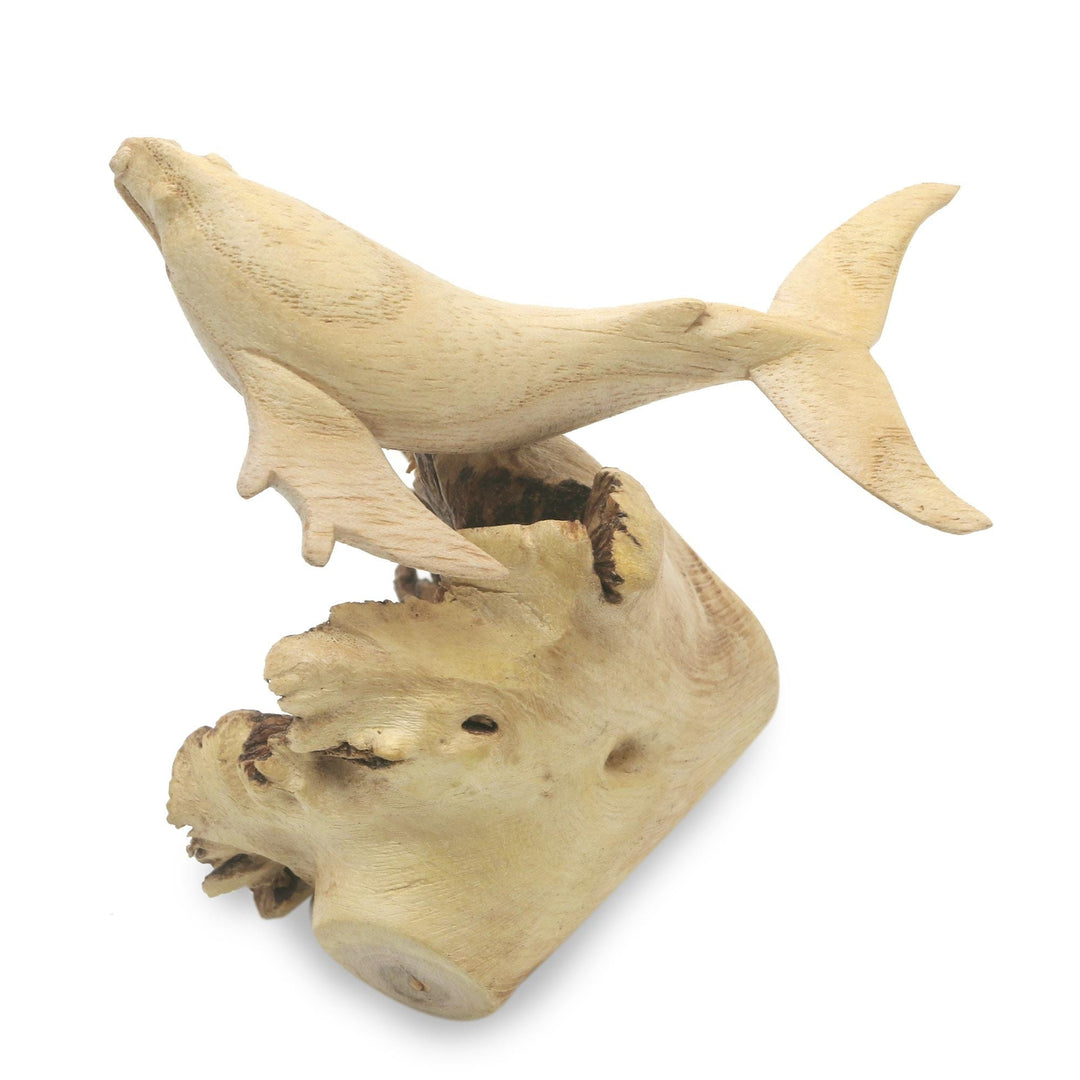 Small Grey Whale Hand Carved Wood Sculpture - Small Grey Whale