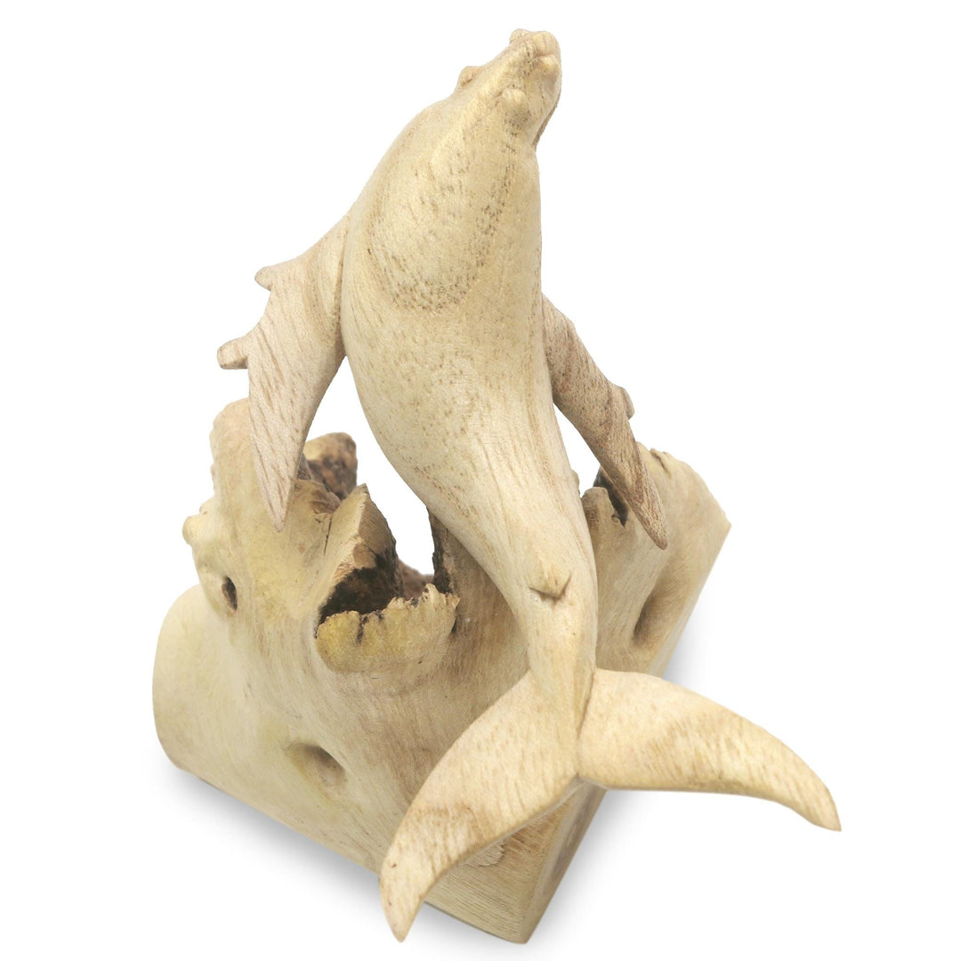 Small Grey Whale Hand Carved Wood Sculpture - Small Grey Whale