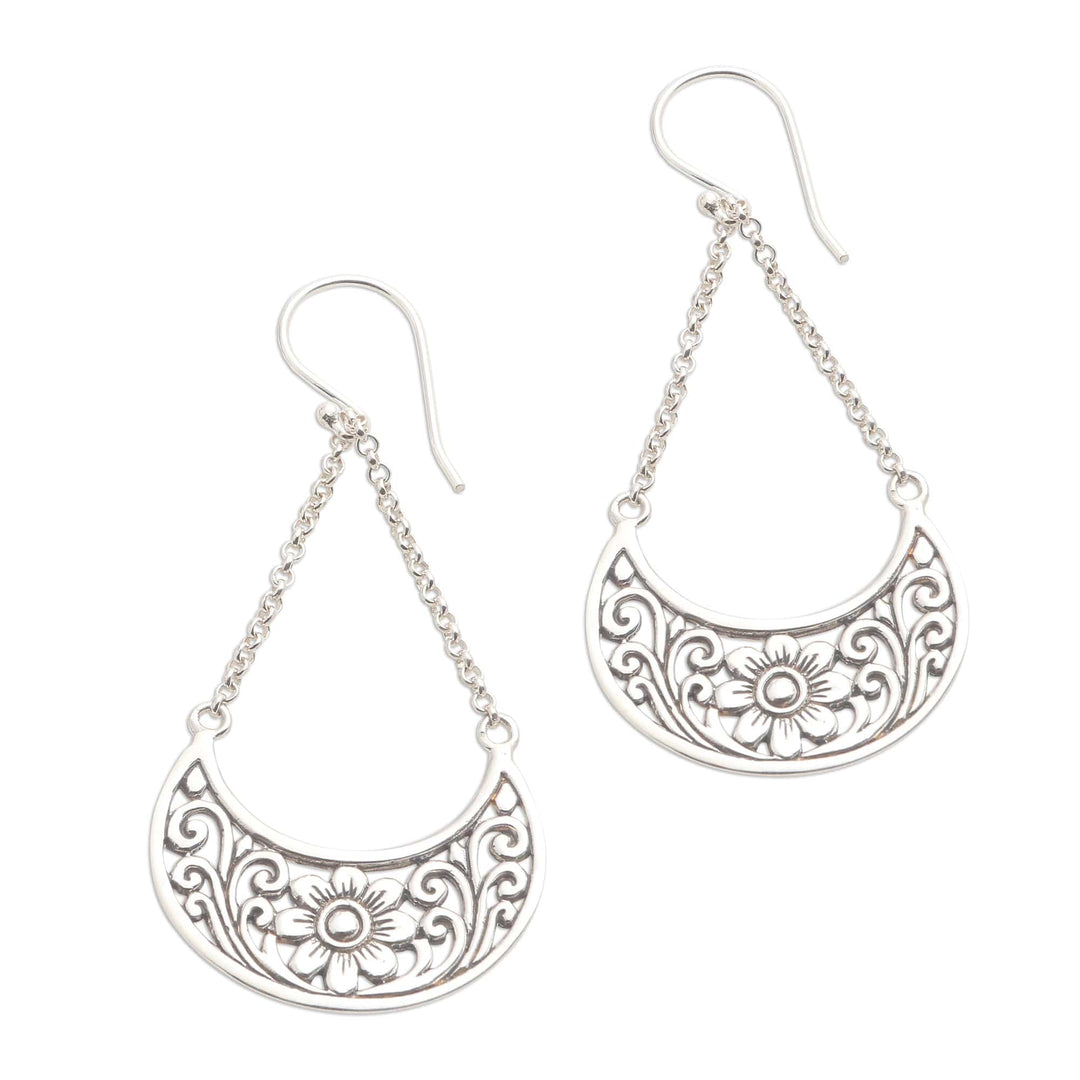Floral Sterling Silver Dangle Earrings - Flower Swing