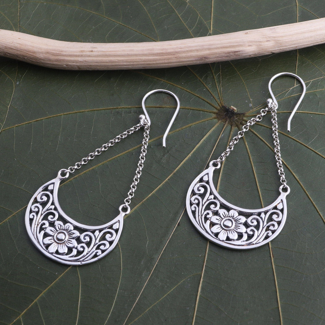 Floral Sterling Silver Dangle Earrings - Flower Swing