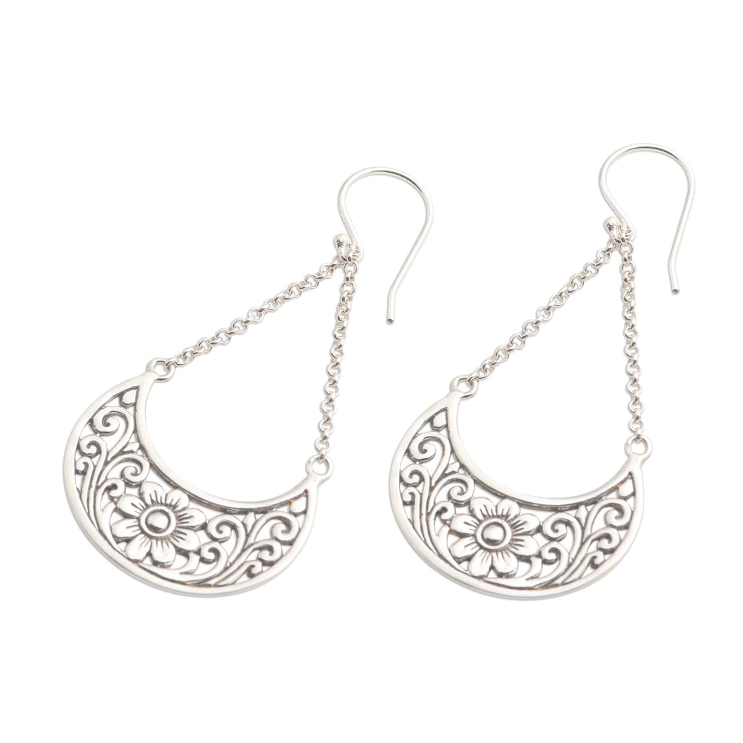 Floral Sterling Silver Dangle Earrings - Flower Swing