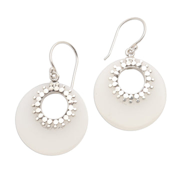 Round Sterling Silver and Resin Dangle Earrings - Celuk Discs
