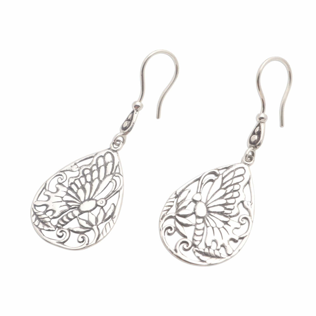 Handmade Silver Butterfly Dangle Earrings - Butterfly Breeze