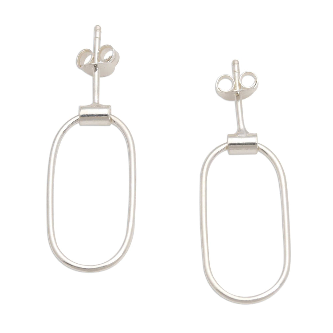 Sterling Silver Post Hoop Earrings - Tracks