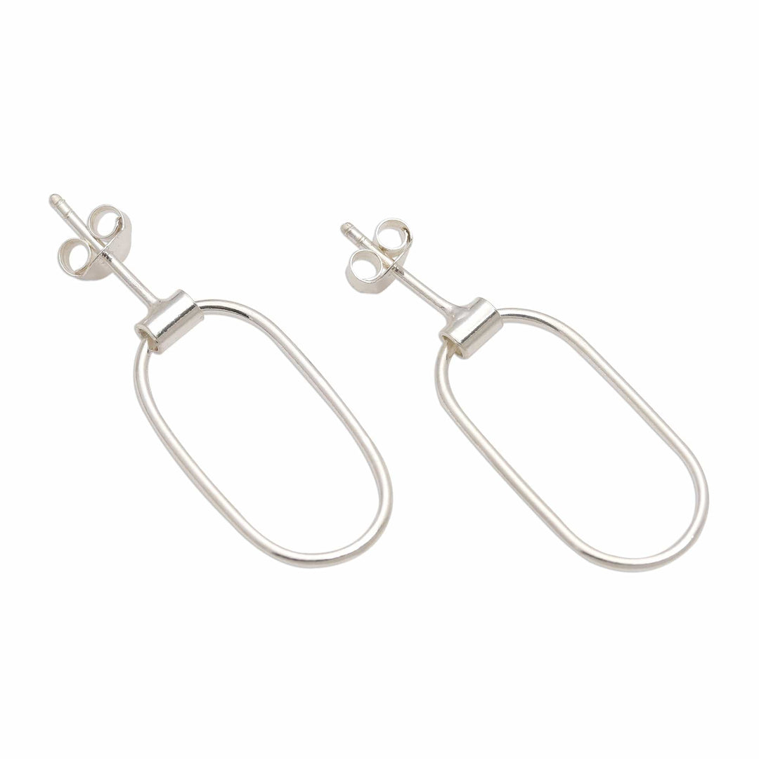 Sterling Silver Post Hoop Earrings - Tracks