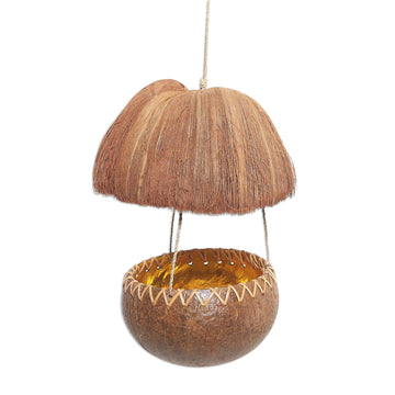 Handcrafted Coconut Shell Bird Feeder - Forest Hut