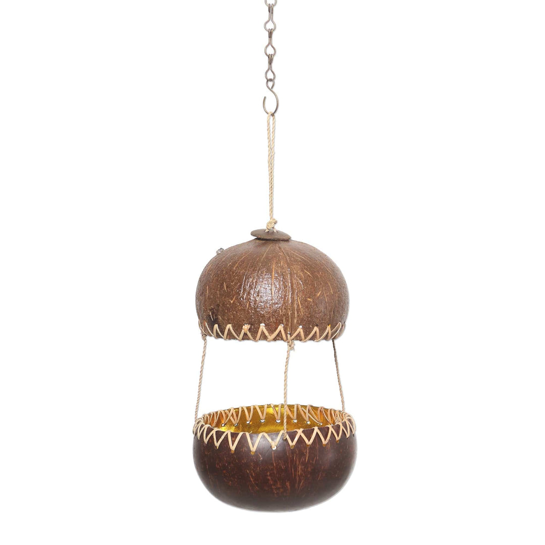 Handcrafted Coconut Shell Bird Feeder - Kintamani House