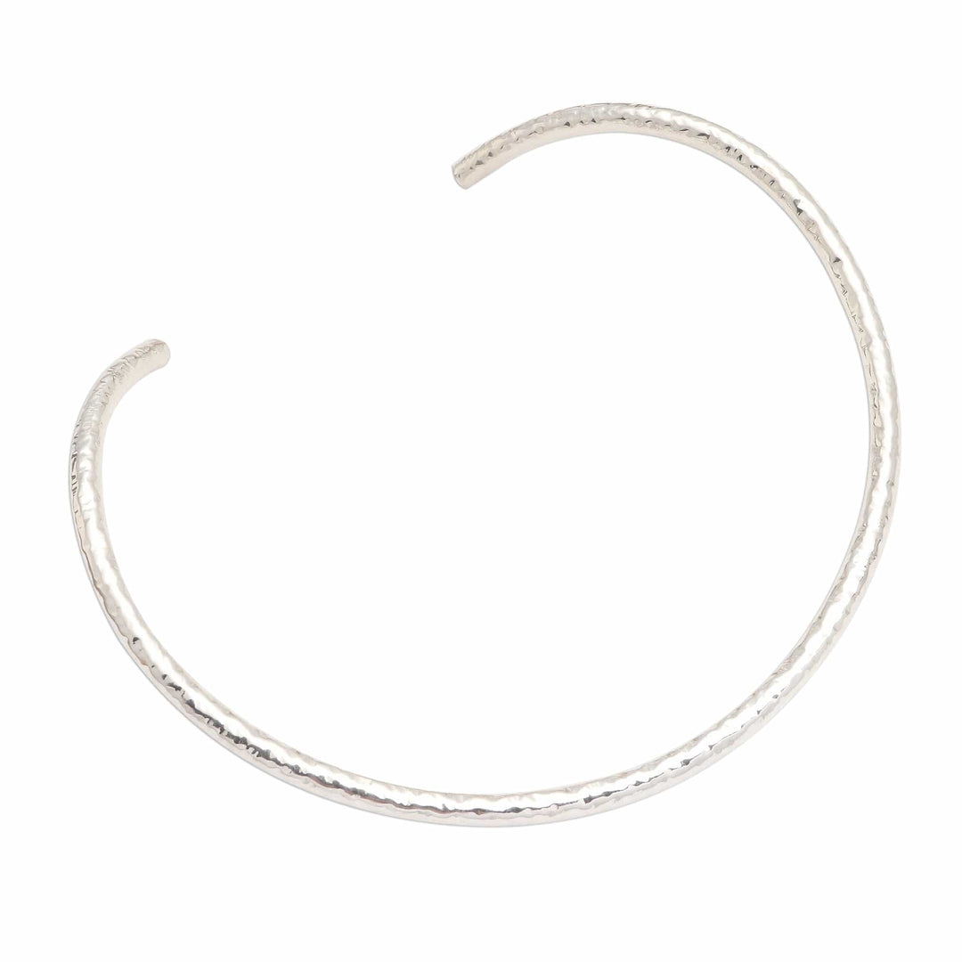 Hammered Sterling Silver Collar Necklace - Undulating Waves