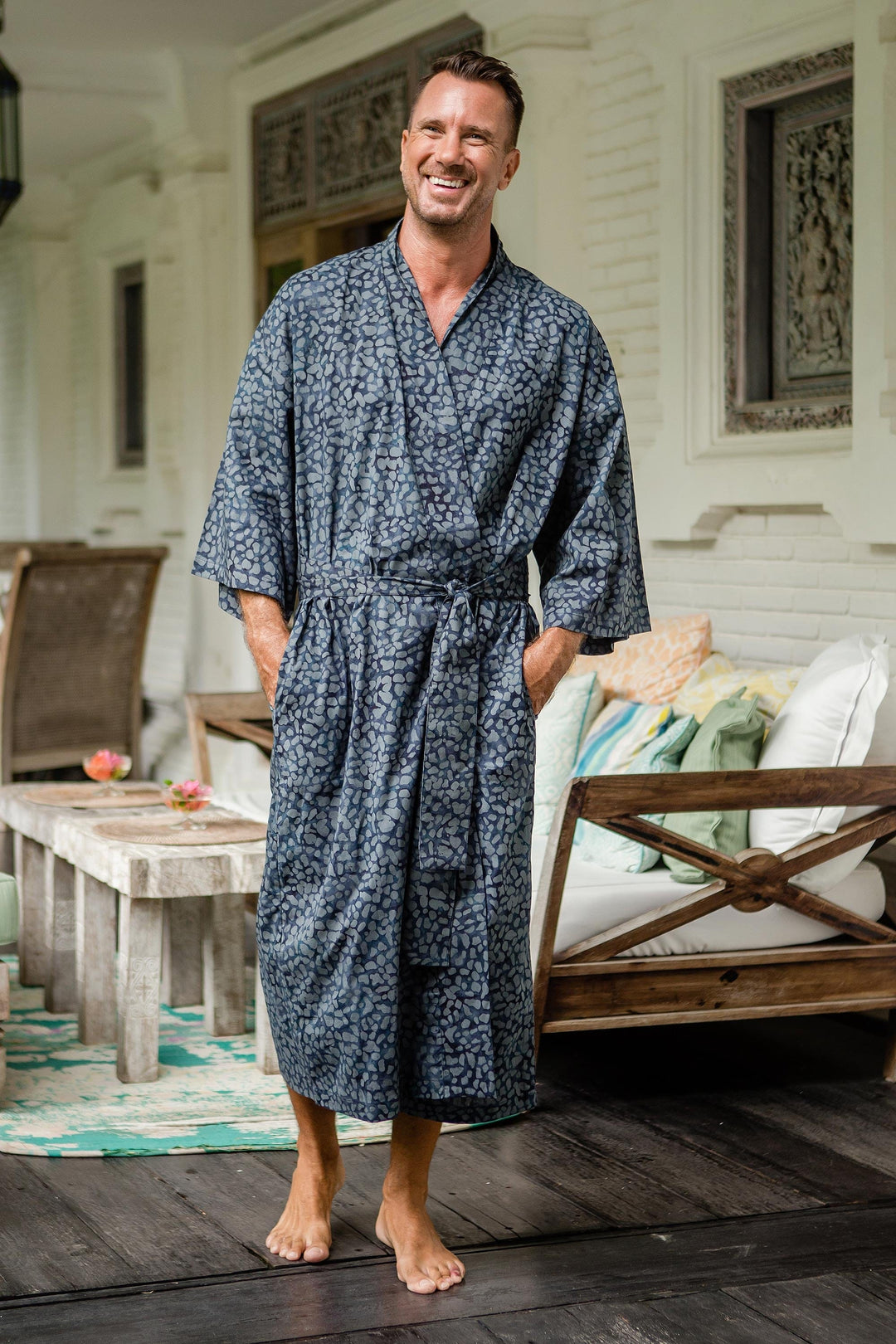 Mens Lightweight Traditional Patterned Satin Robe/Dressing Gown | Fruugo US