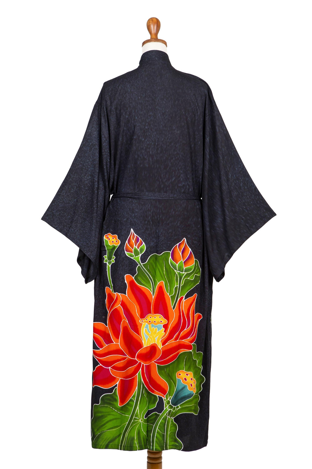 Rayon Robe - Beautiful Flowers in Grey