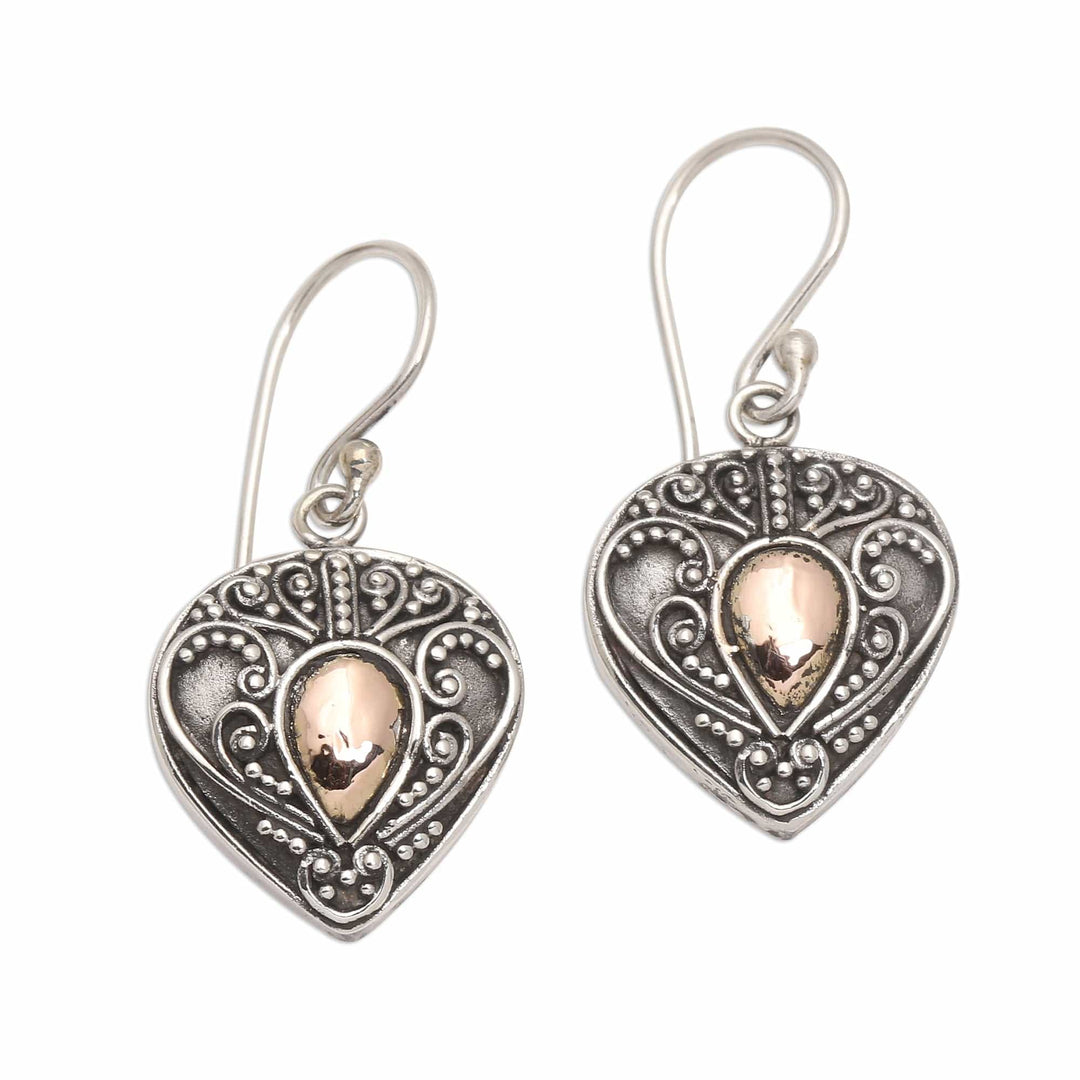 Oxidized Sterling Silver Earrings with Gold Plated Detail - Sukawati's Love