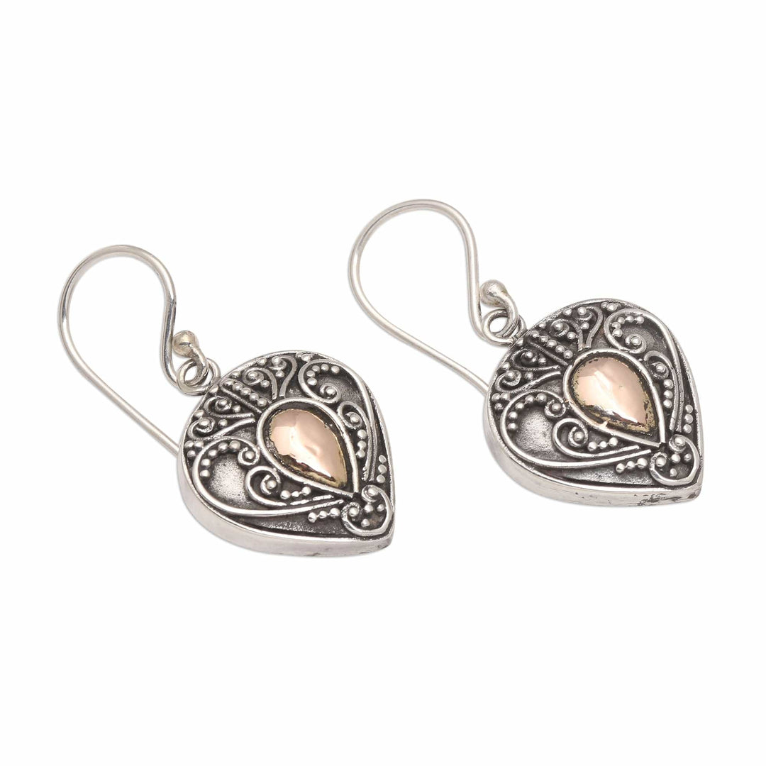 Oxidized Sterling Silver Earrings with Gold Plated Detail - Sukawati's Love