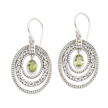 Concentric Circle Peridot Earrings Motif - Inner Circles in Green