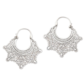 Sterling Silver Oxidized Hoop Earrings - Jabot