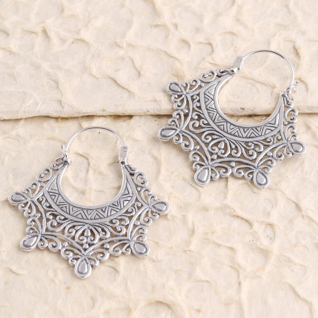 Sterling Silver Oxidized Hoop Earrings - Jabot