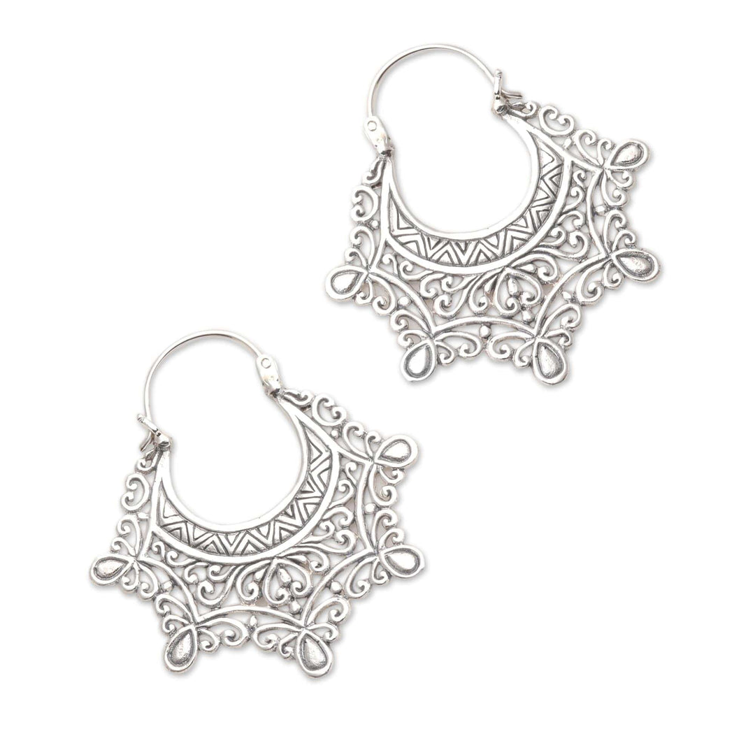 Sterling Silver Oxidized Hoop Earrings - Jabot
