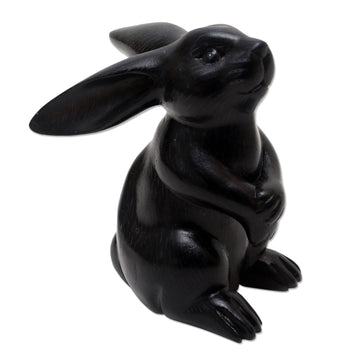 Black Rabbit Statuette - Adorable Rabbit in Black