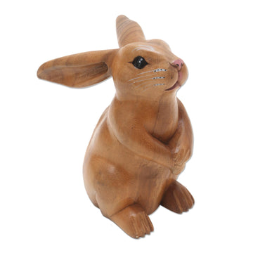 Handmade Brown Bunny Sculpture - Adorable Rabbit in Brown