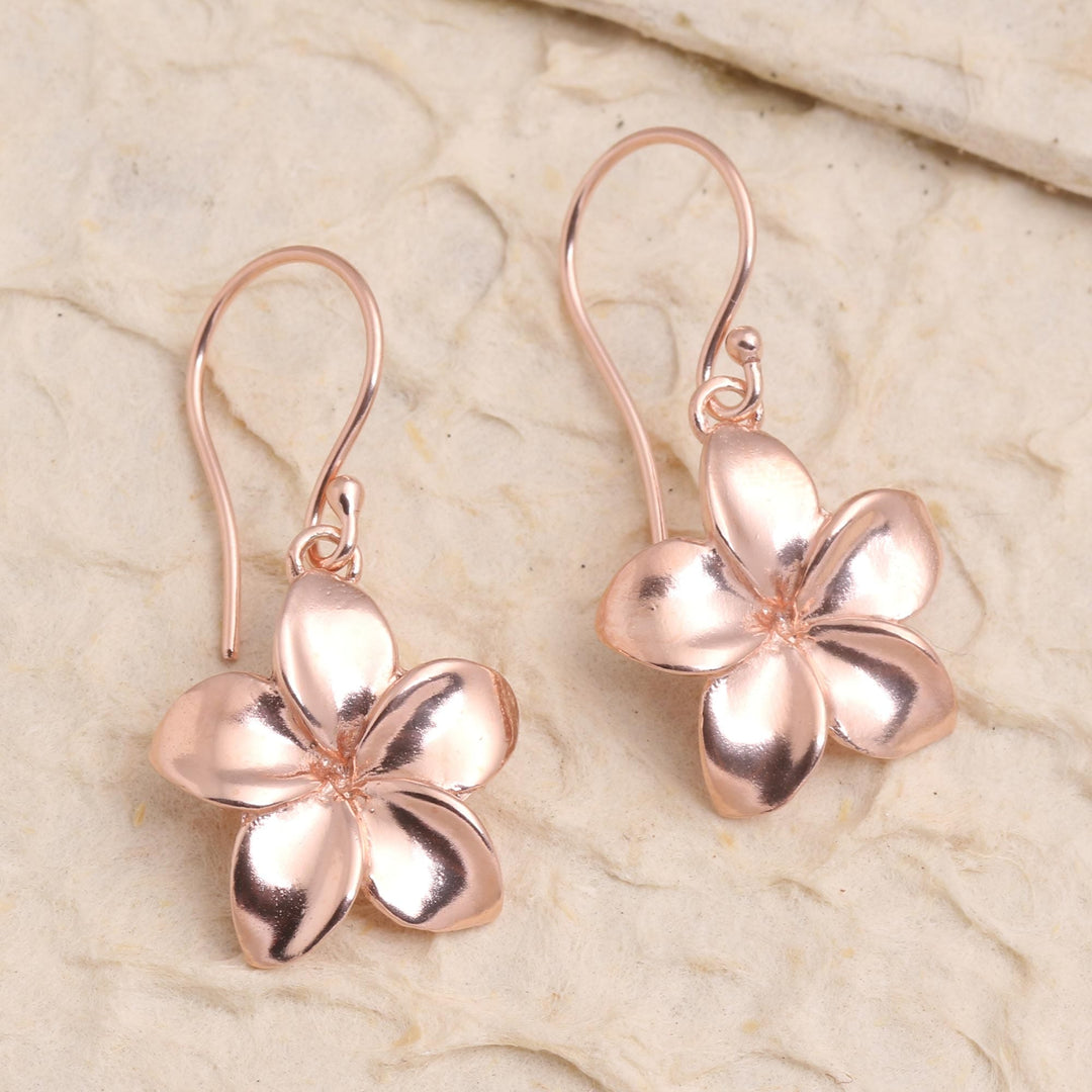 Rose Gold Plated Sterling Silver Floral Dangle Earrings - Twinkling Flowers