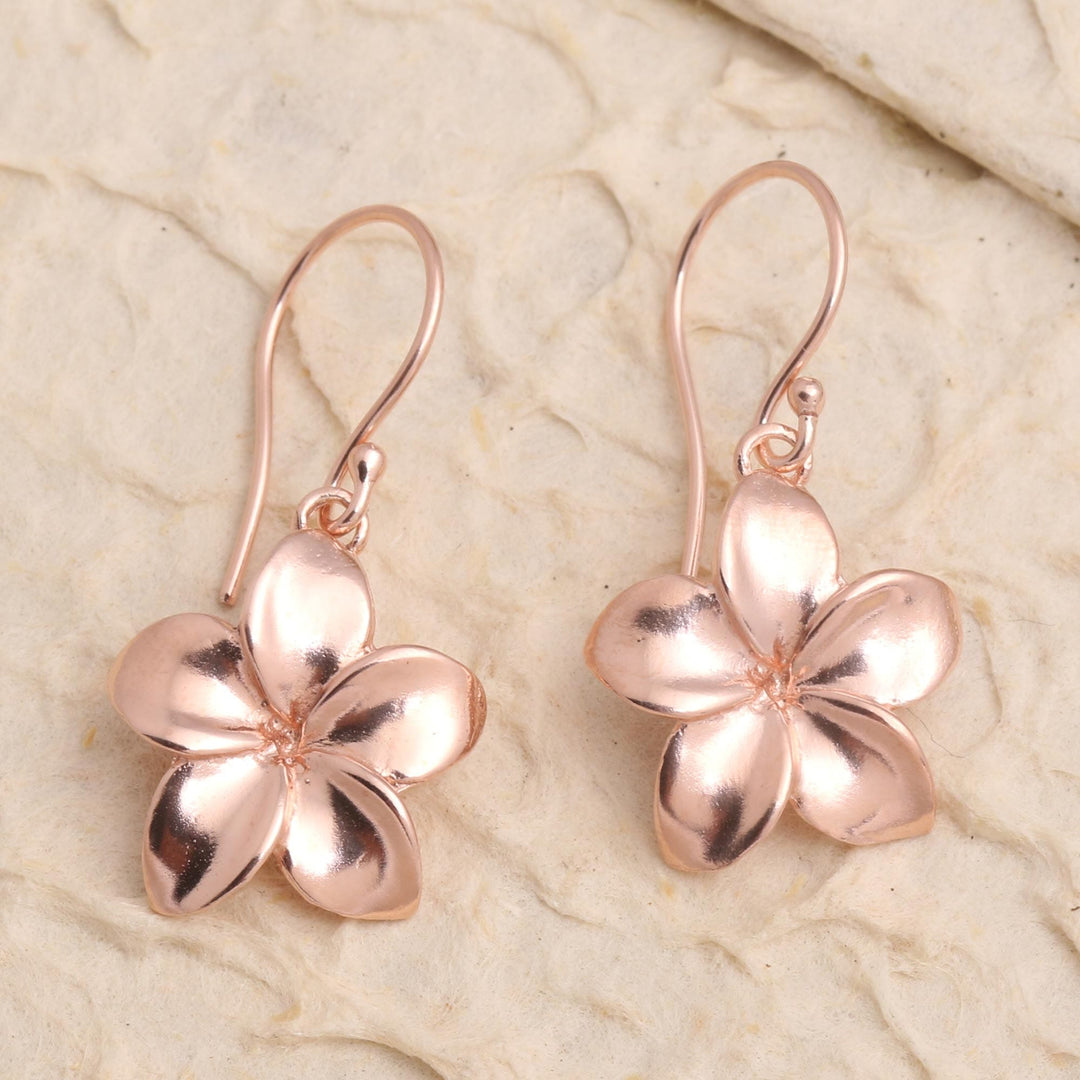 Rose Gold Plated Sterling Silver Floral Dangle Earrings - Twinkling Flowers