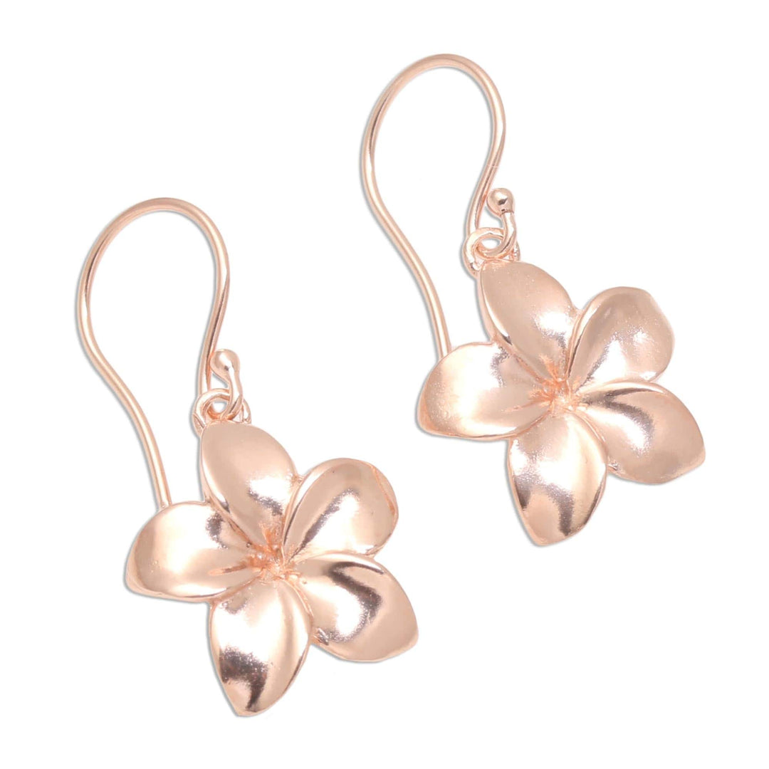 Rose Gold Plated Sterling Silver Floral Dangle Earrings - Twinkling Flowers