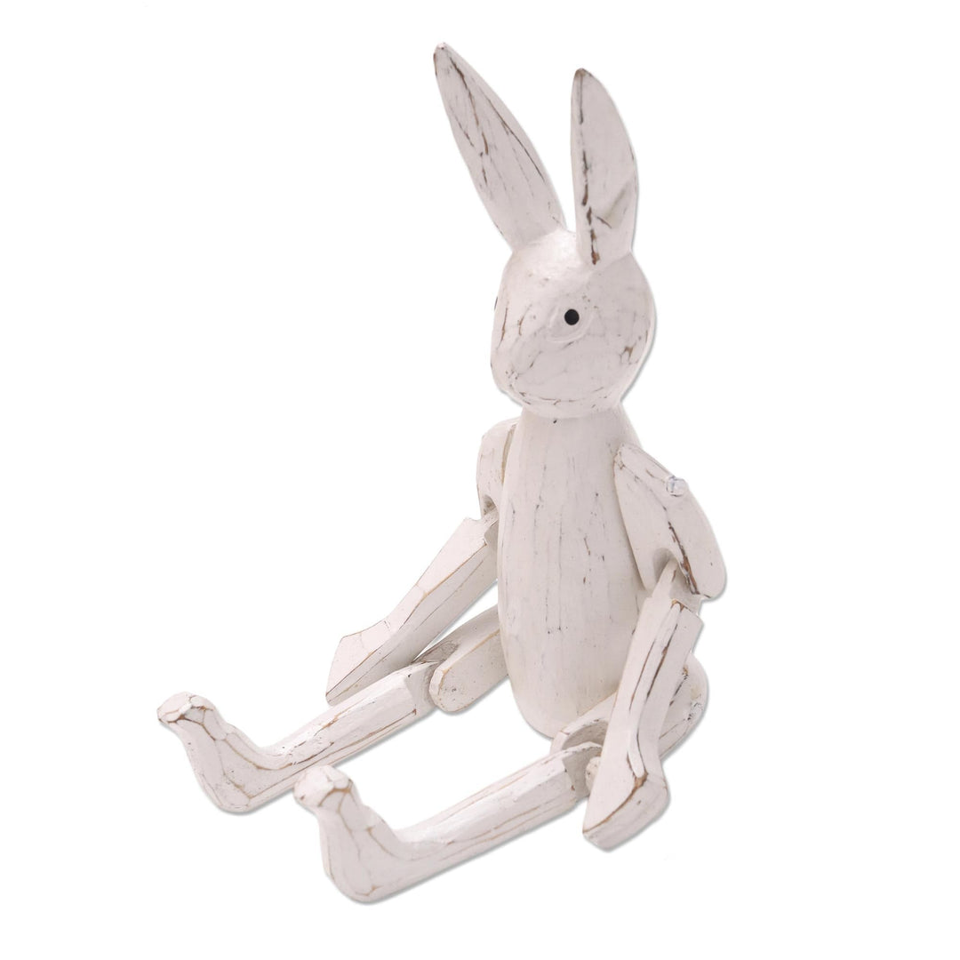 Albesia Wood Bunny Sculpture - Sitting Bunny