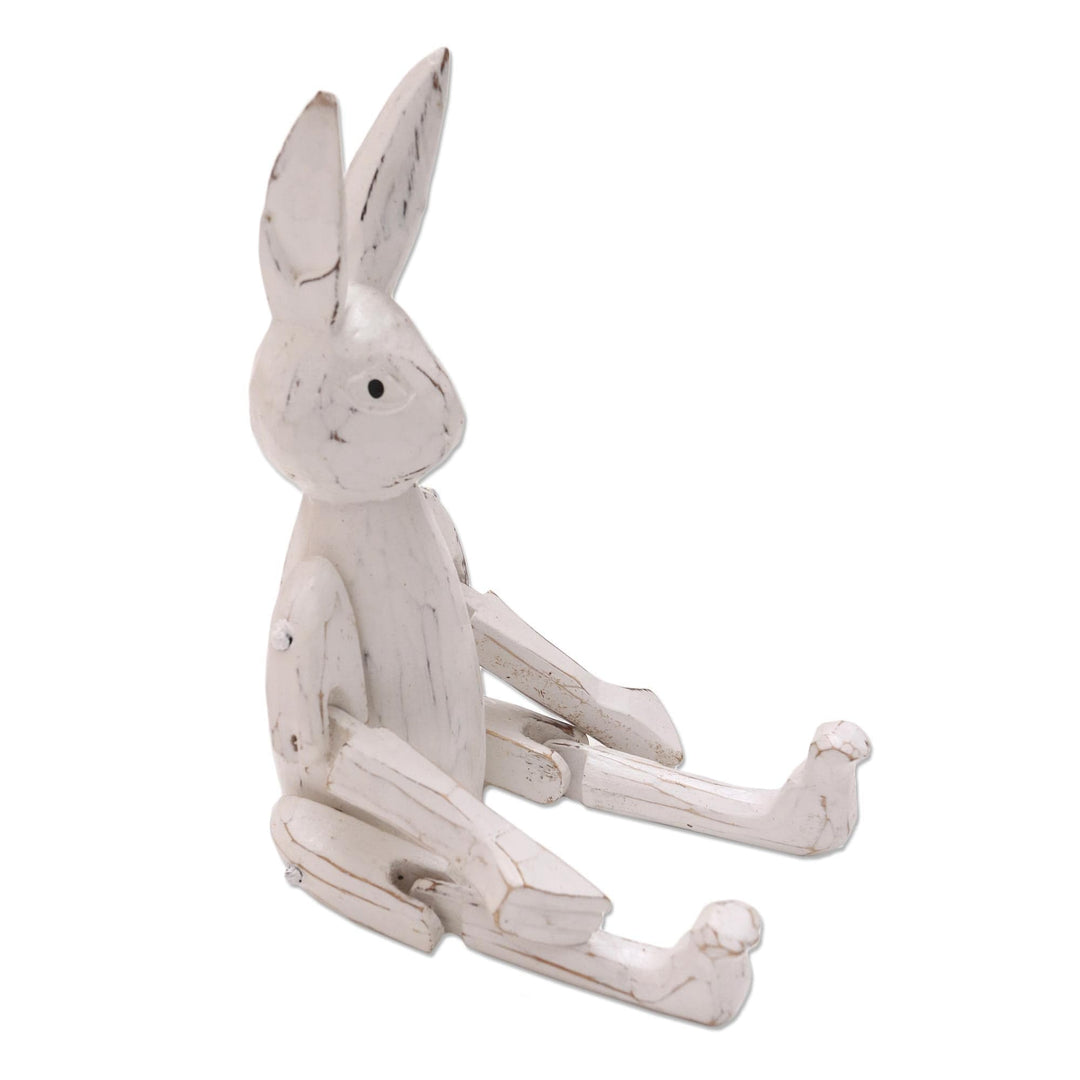 Albesia Wood Bunny Sculpture - Sitting Bunny