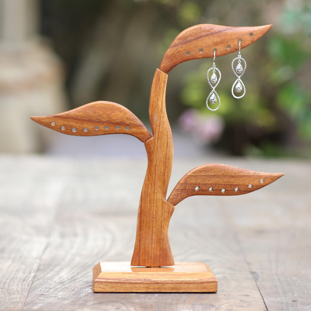 Jempinis Wood Leaf-Themed Jewelry Holder (10 Inch) - Daun Salam in Brown
