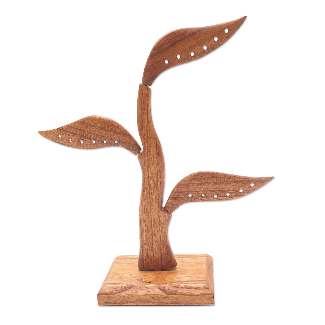 Jempinis Wood Leaf-Themed Jewelry Holder (10 Inch) - Daun Salam in Brown