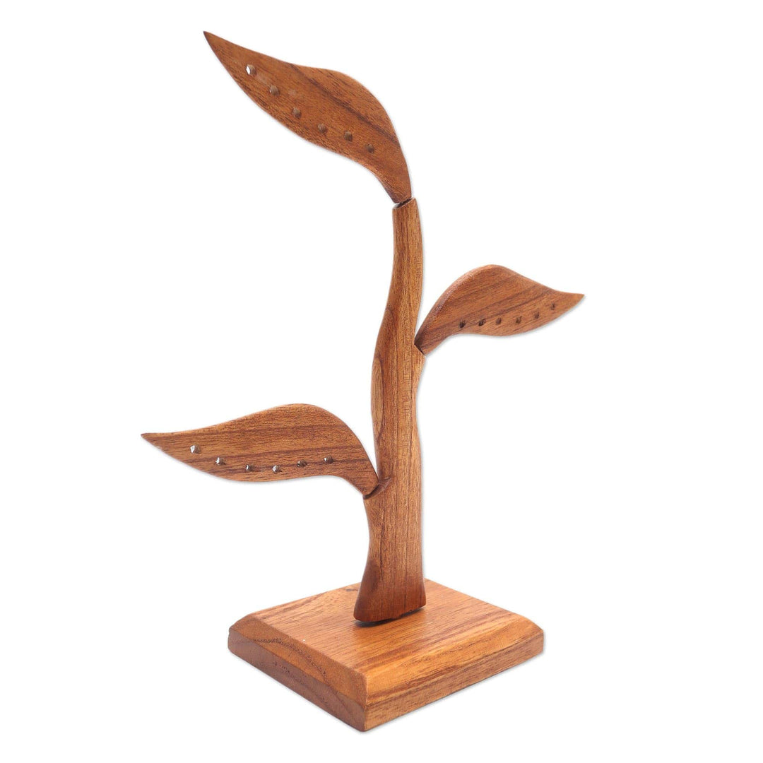 Jempinis Wood Leaf-Themed Jewelry Holder (10 Inch) - Daun Salam in Brown