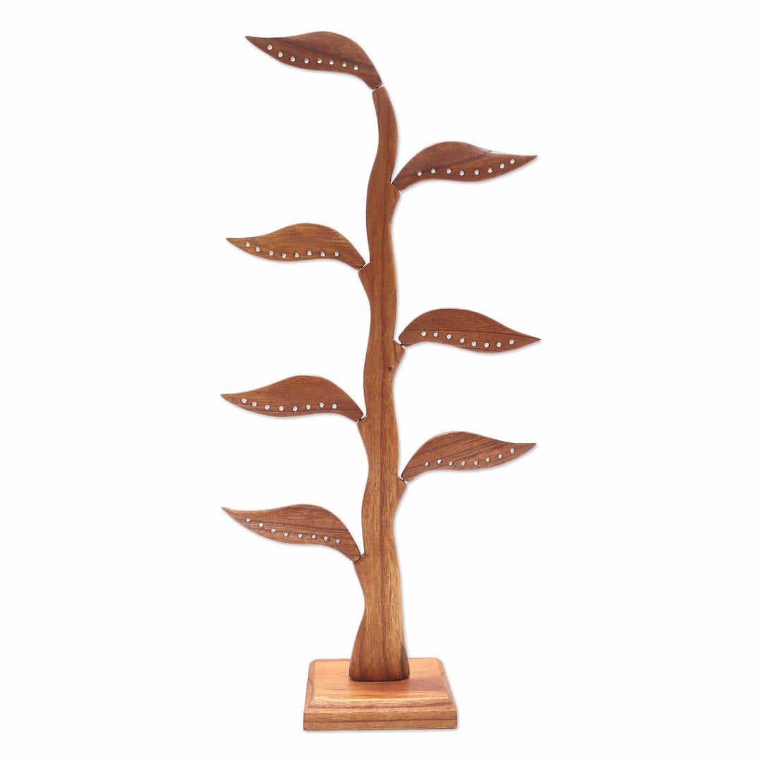 Jempinis Wood Leaf-Themed Jewelry Holder (21 Inch) - Daun Salam in Brown