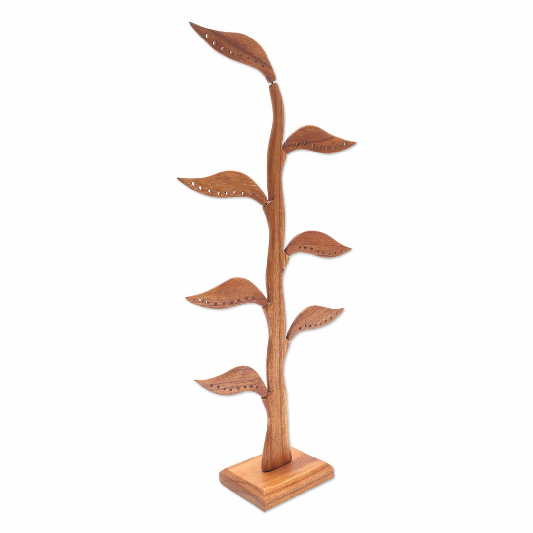 Jempinis Wood Leaf-Themed Jewelry Holder (21 Inch) - Daun Salam in Brown