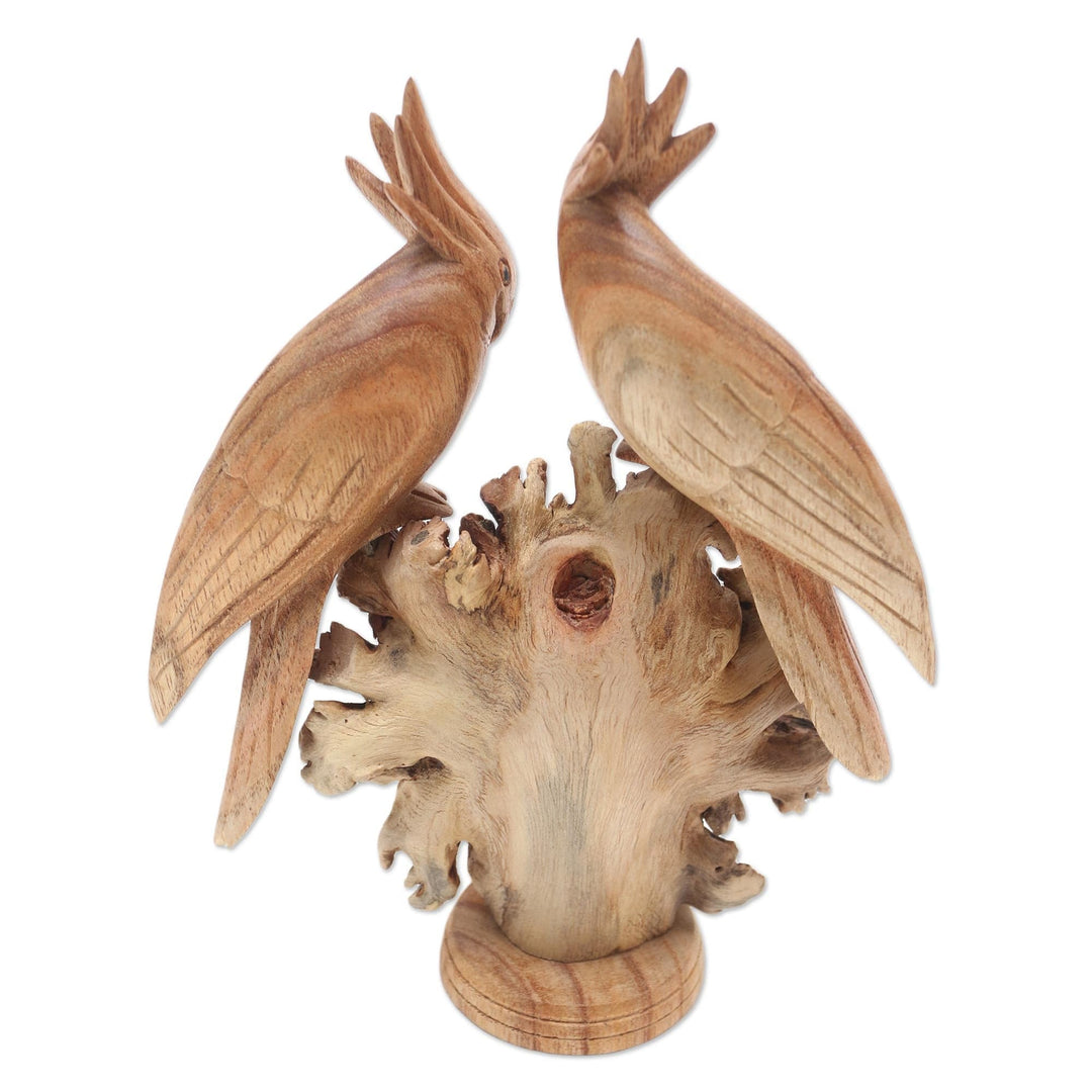 Jempinis Wood Cockatoo Sculpture - Cockatoo Couple
