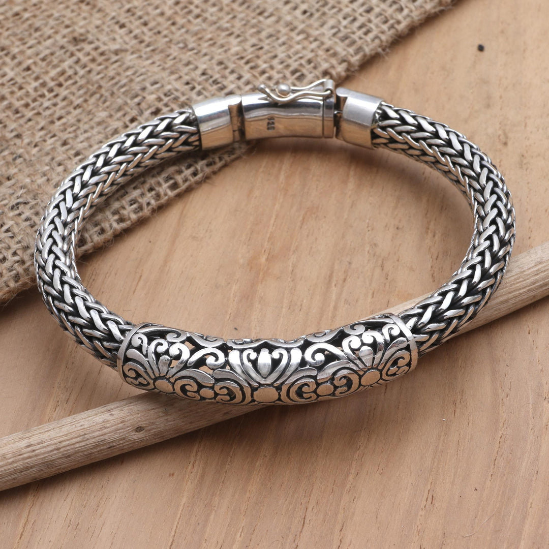 Sterling Silver Braided Naga Chain Bracelet - Ancient Beast