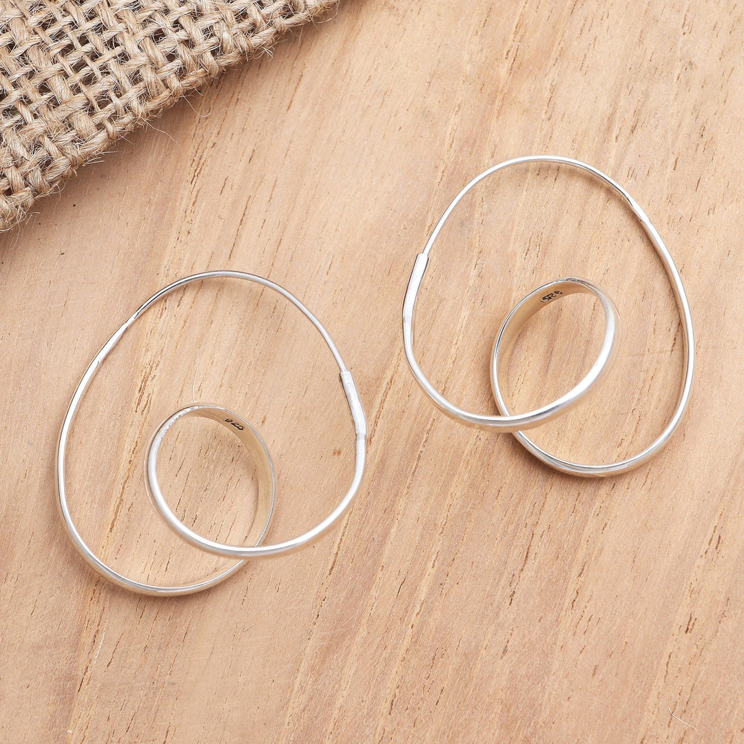 Sterling Silver Hoop Earrings - Roller Coaster Ride