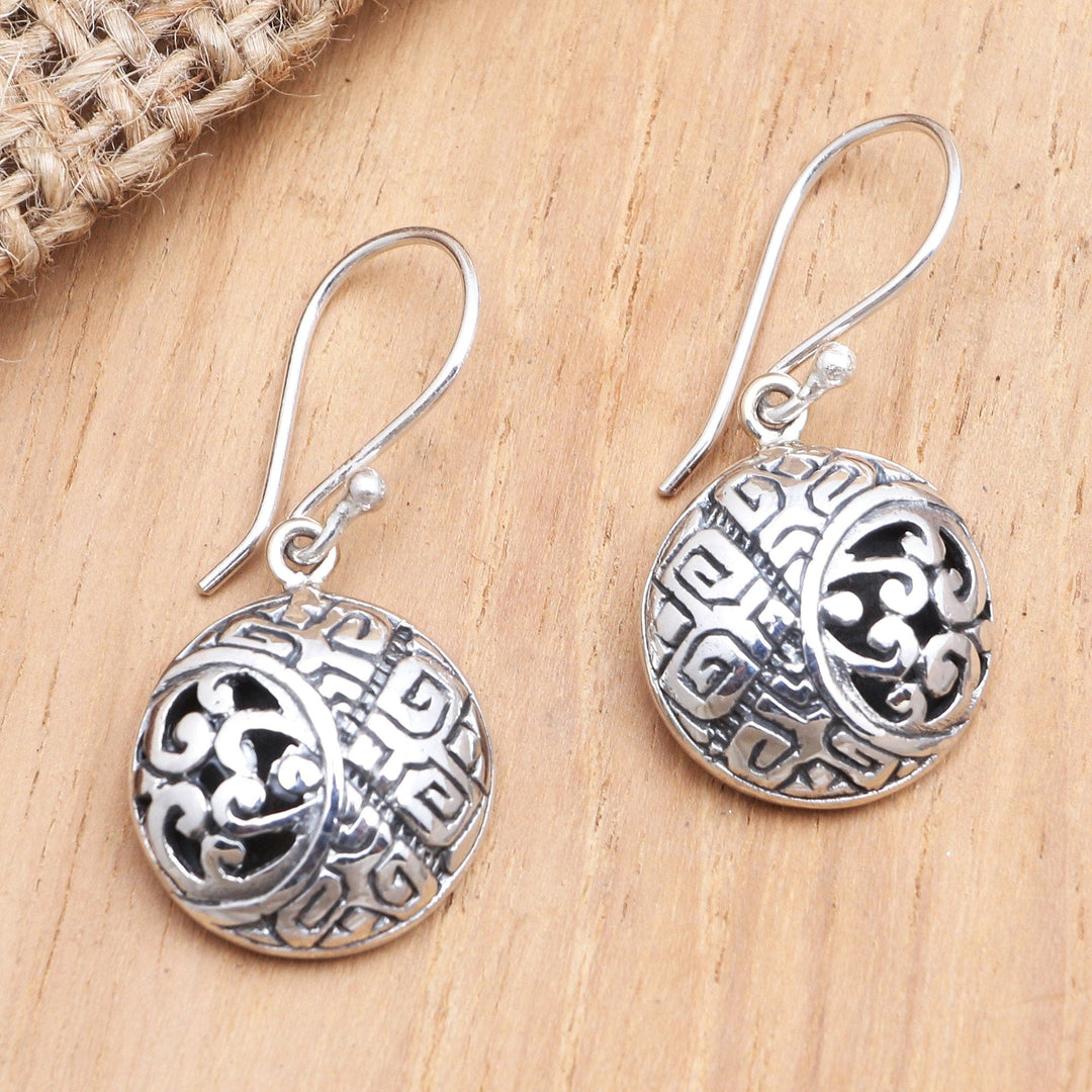 Sterling Silver Circular Dangle Earrings - Silver Hope
