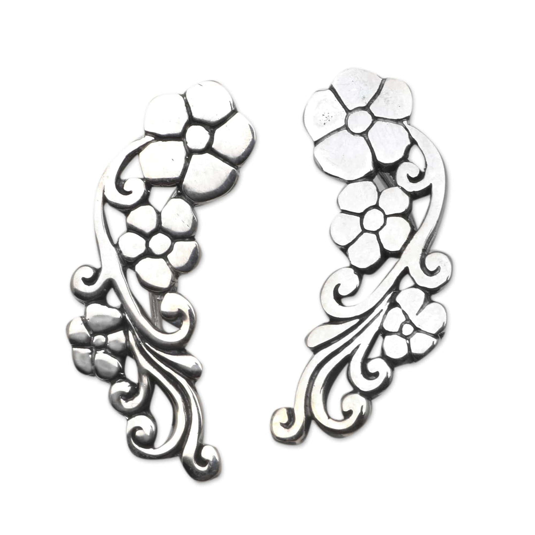 Sterling Silver Floral Climber Earrings - Climbing Garden