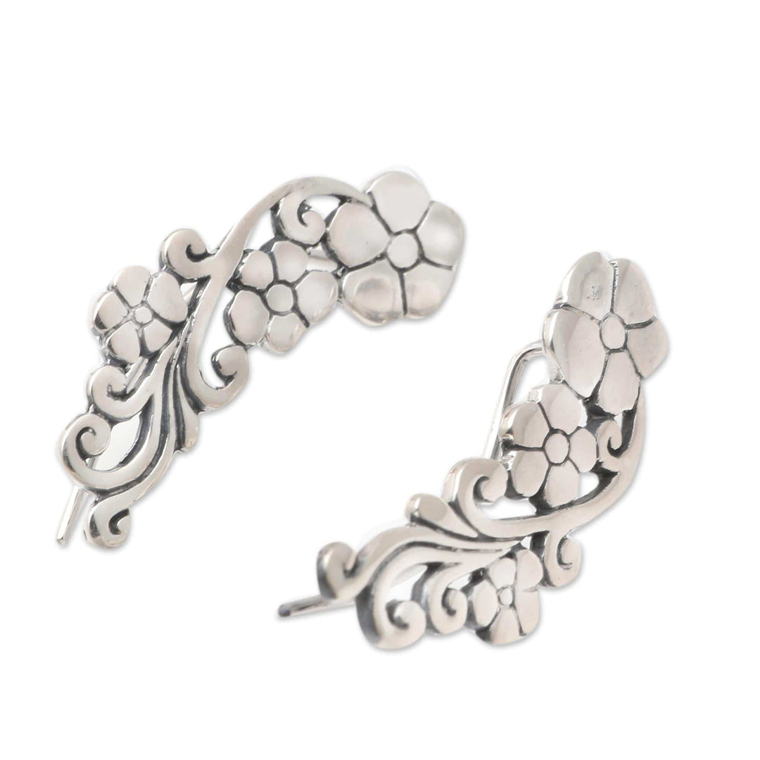 Sterling Silver Floral Climber Earrings - Climbing Garden
