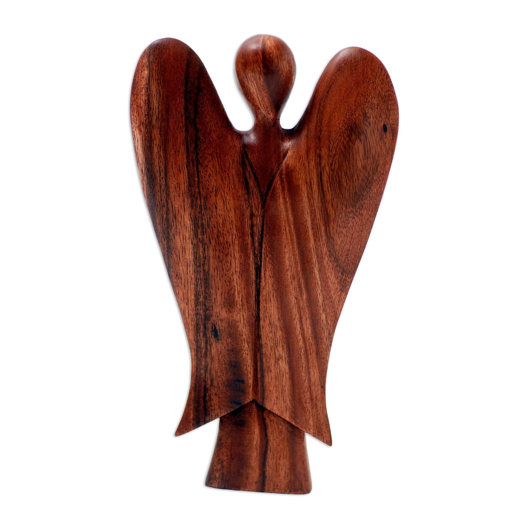 Handcrafted Suar Wood Angel Sculpture - Mother and Child Angels