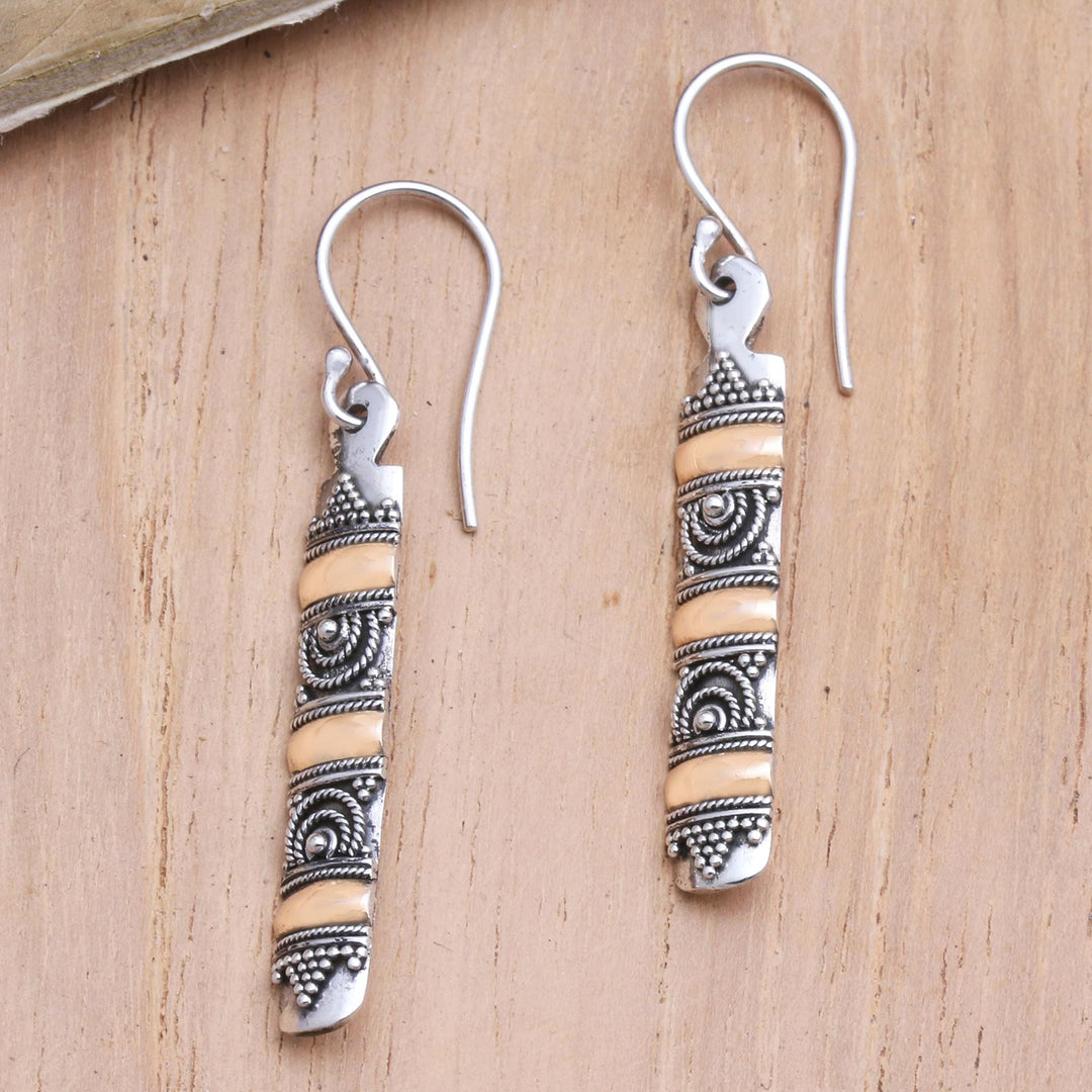 Gold-Accented Sterling Silver Dangle Earrings - Golden Bands