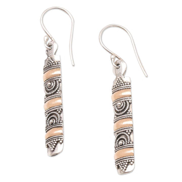 Gold-Accented Sterling Silver Dangle Earrings - Golden Bands