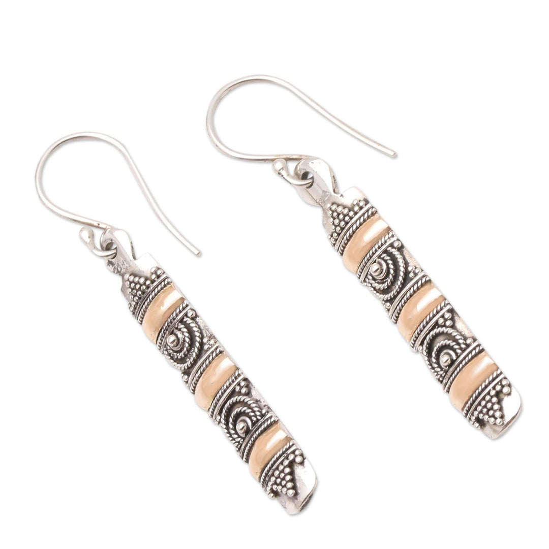 Gold-Accented Sterling Silver Dangle Earrings - Golden Bands