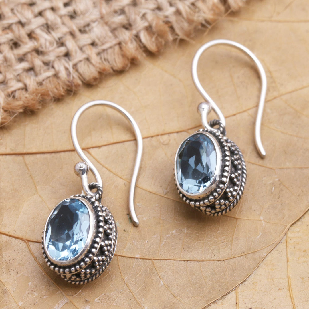 Sterling Silver and Blue Topaz Dangle Earrings - Soft Music in Blue