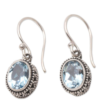 Sterling Silver and Blue Topaz Dangle Earrings - Soft Music in Blue